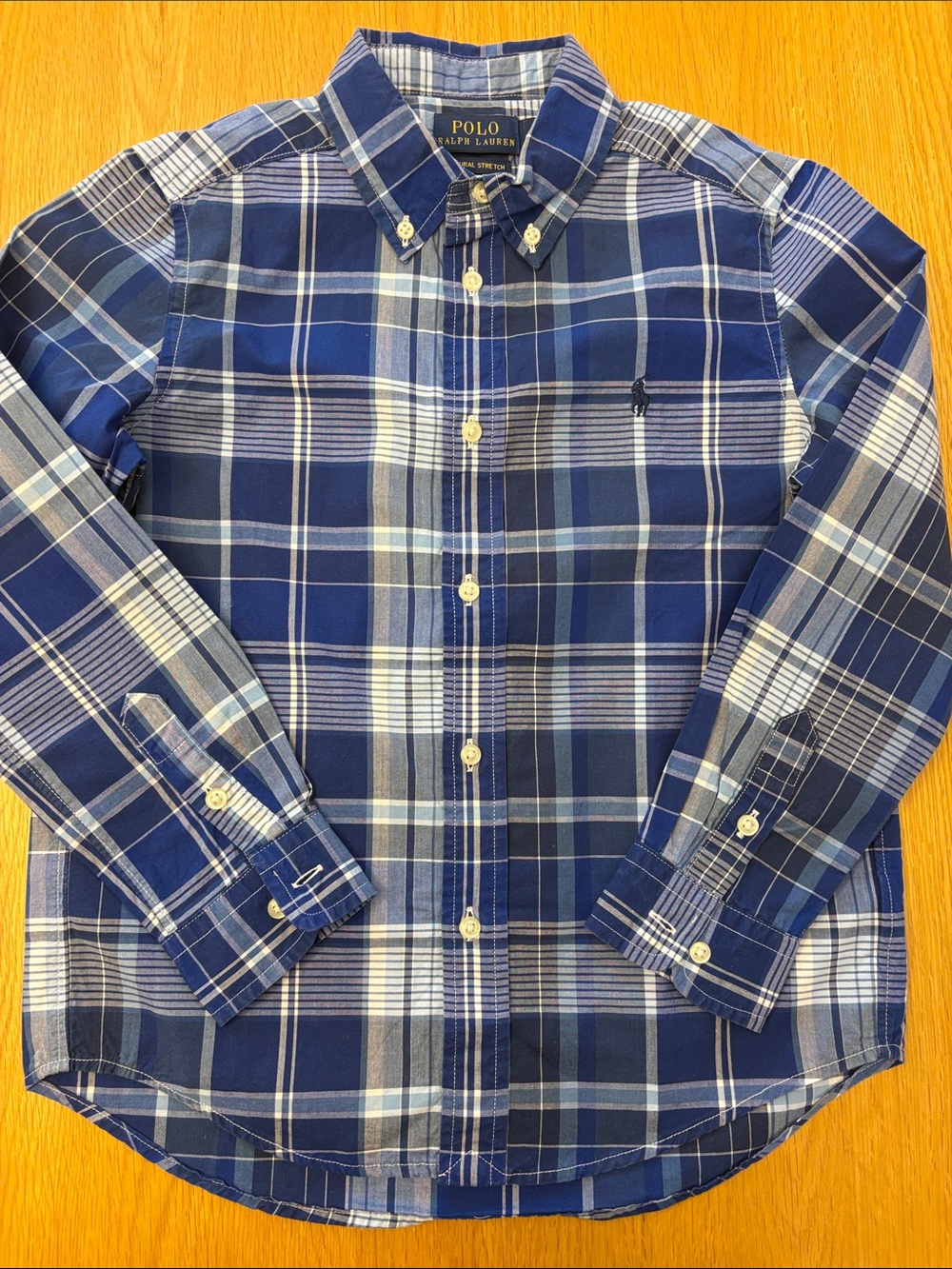 Ralph Lauren Navy and White Plaid Button-Down Shirt - size 7